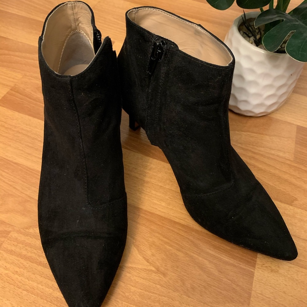 INC suede pointed toe boots